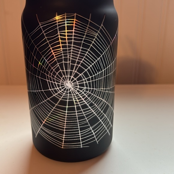 Handcrafted Spider Web Black Glass 12 oz Cup NWOT - Picture 3 of 4